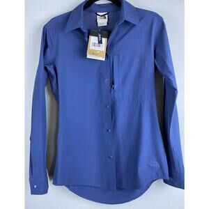 NWT The North Face Sz XS Ls Vented Snitau Sun Shade Zip Pckt Rlxd Fit Blue Shirt